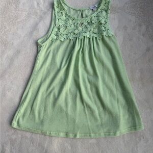 White Birch Light Green Lace Tank Top